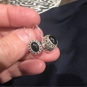 Sterling Silver Black Onyx Drop Earrings